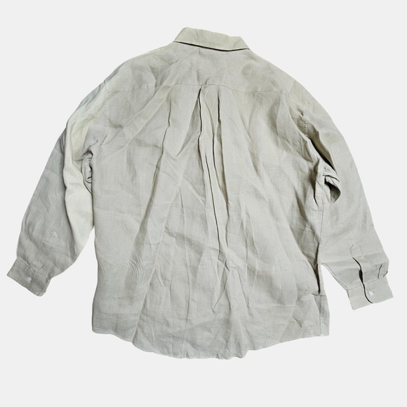 J. Crew Irish Linen Button Up Long Sleeve Shirt XL‎ Beige Prep Minimalist Basic - Picture 2 of 8